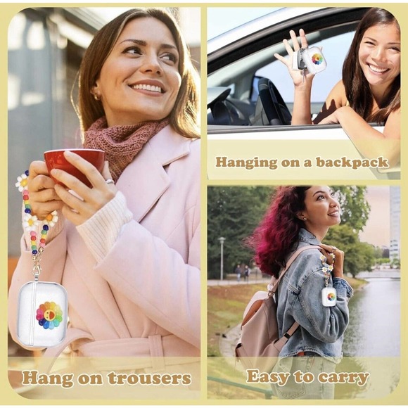 AirPod Pro 2nd Generation Clear Glitter Bracelet Case - Smile SunFlower Design - Picture 6 of 7